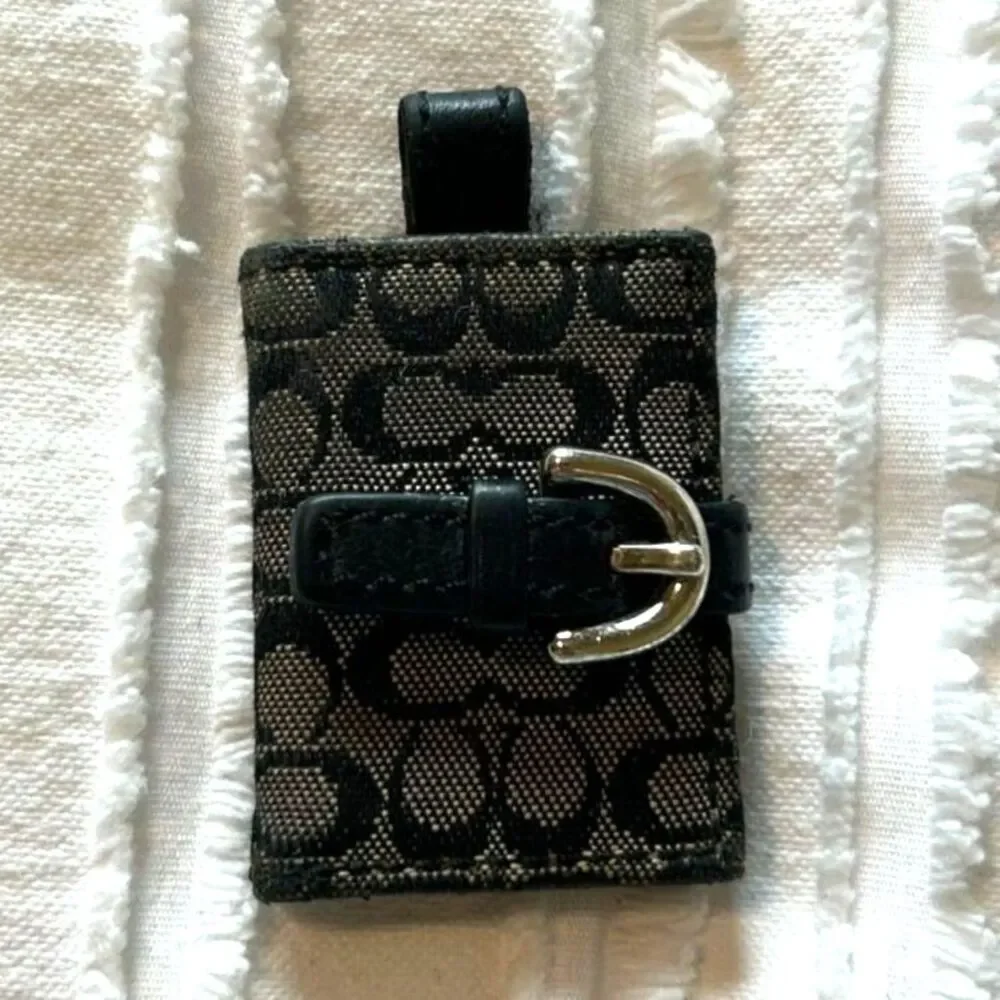 *SOLD* Coach Black Fabric Leather Signature Keychain Picture Frame Monogram VTG - Picture 1 of 3